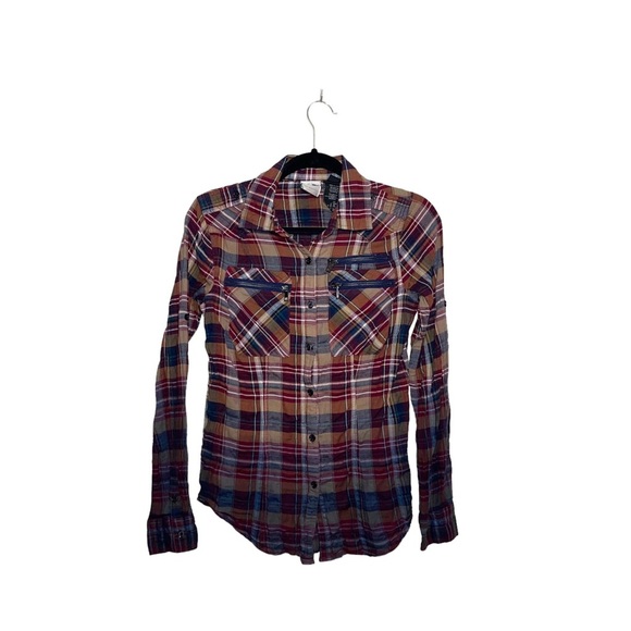 Harley Davidson Zipper Pocket Plaid Graphic Button Down Shirt Small Women’s - Picture 1 of 12